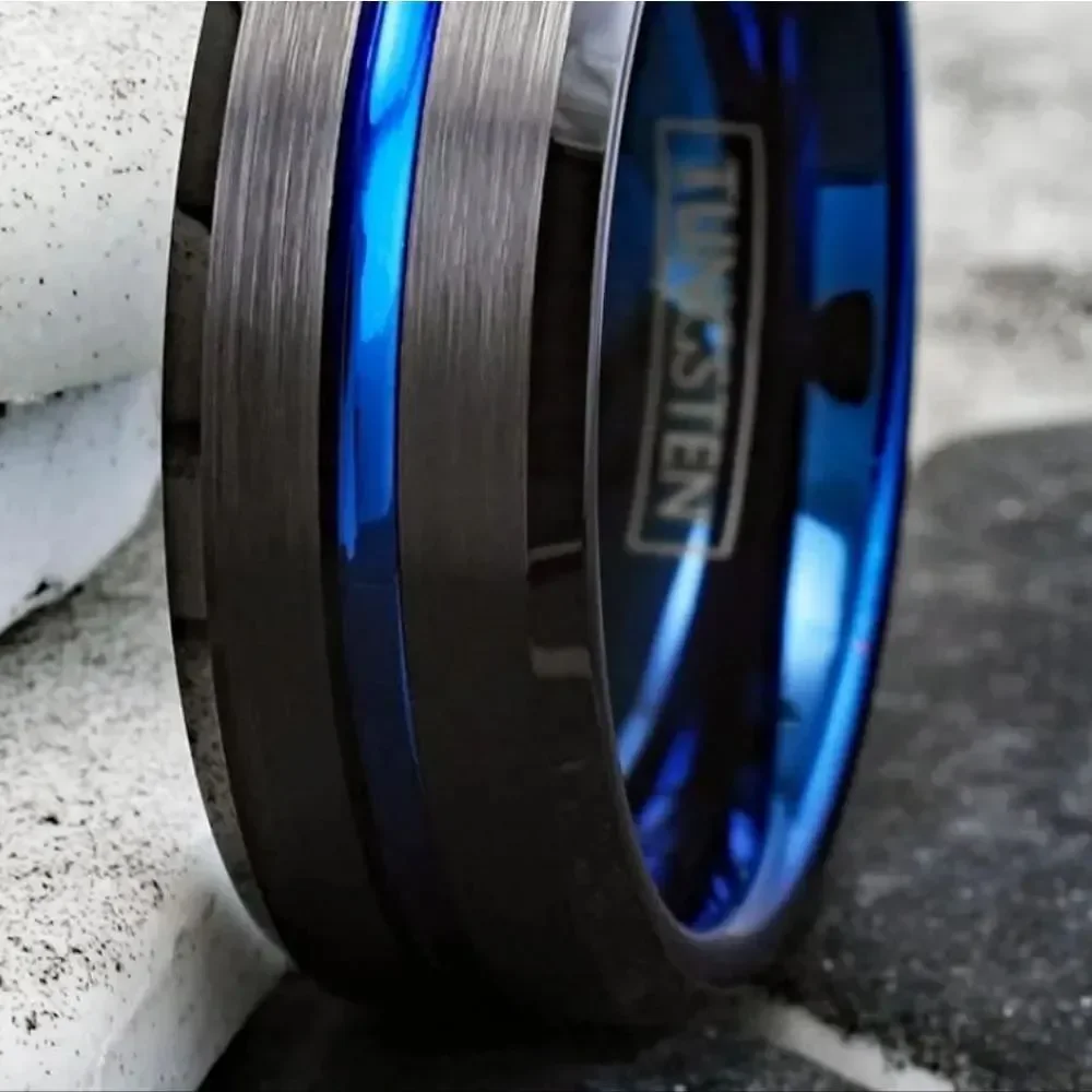 Black & Blue Tungsten Ring
